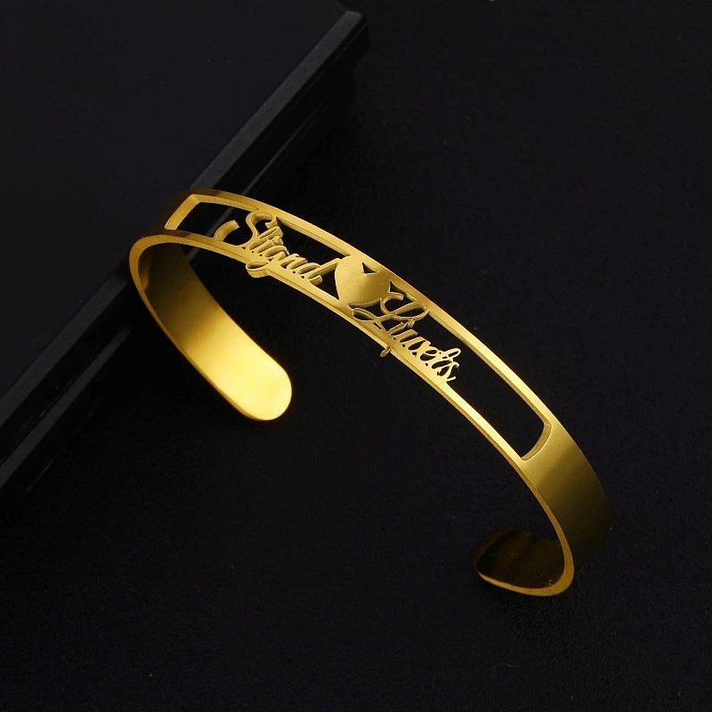 LuxeJewels™ – Custom Name Cuff Bracelet (Stainless Steel)
