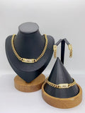 Luxury Gold Chain Necklace & Bracelet Set with Floral Pendant