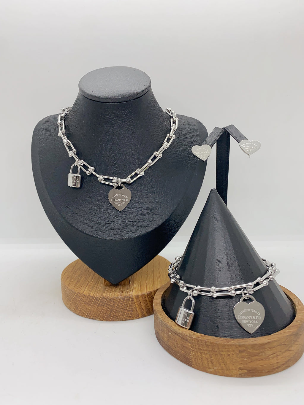 Elegant Silver Chain Jewelry Set with Heart Pendant (Multi-Color Options)