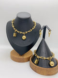 Elegant Silver Chain Jewelry Set with Heart Pendant (Multi-Color Options)