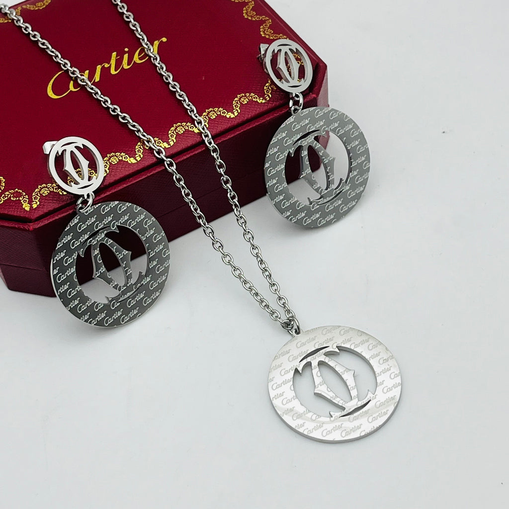 Elegant Silver Chain Jewelry Set with Heart Pendant (Multi-Color Options) Silver