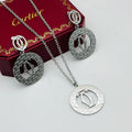 Elegant Silver Chain Jewelry Set with Heart Pendant (Multi-Color Options)