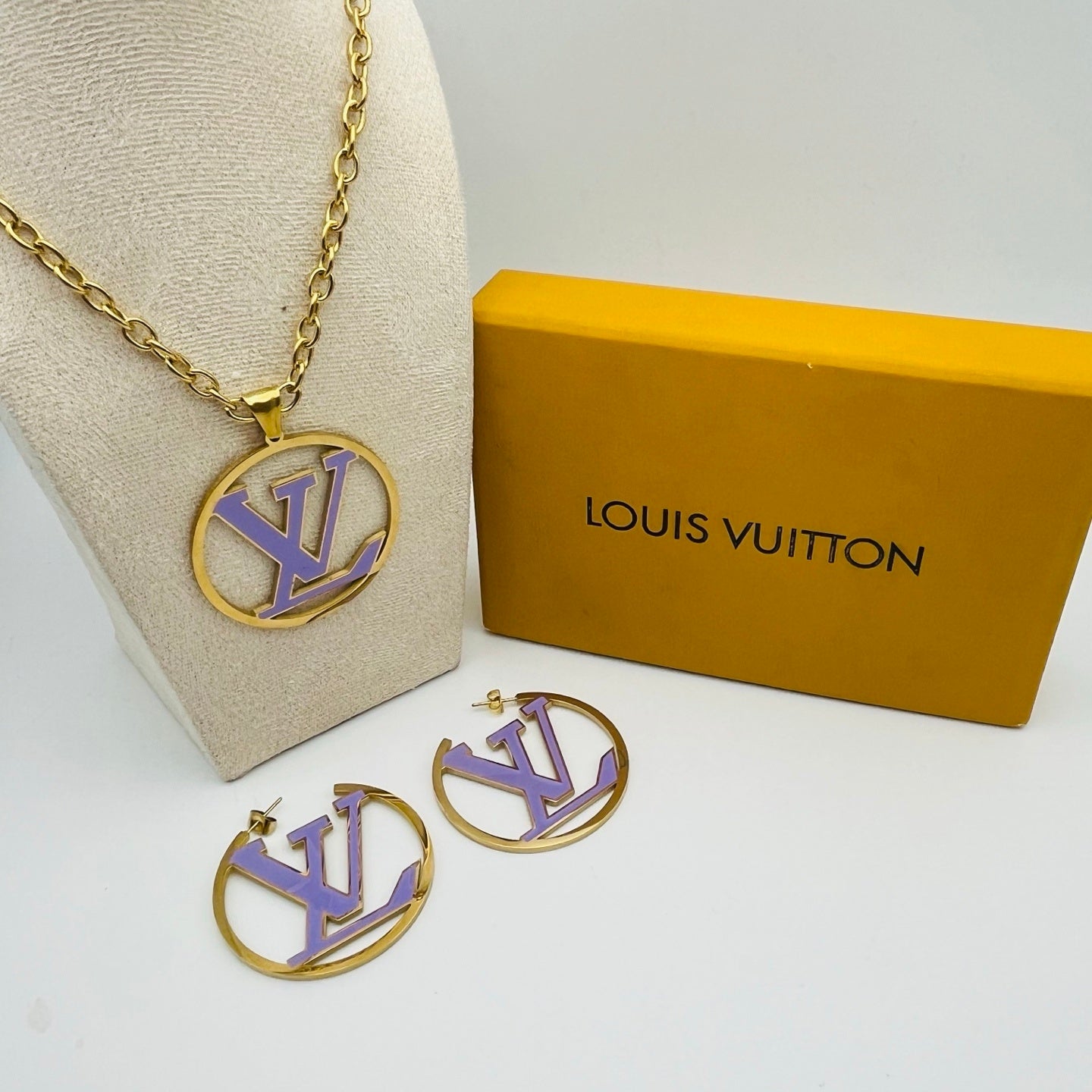 Luxury Gold-Plated Monogram Jewelry Set (Multi-Color Finish Options)