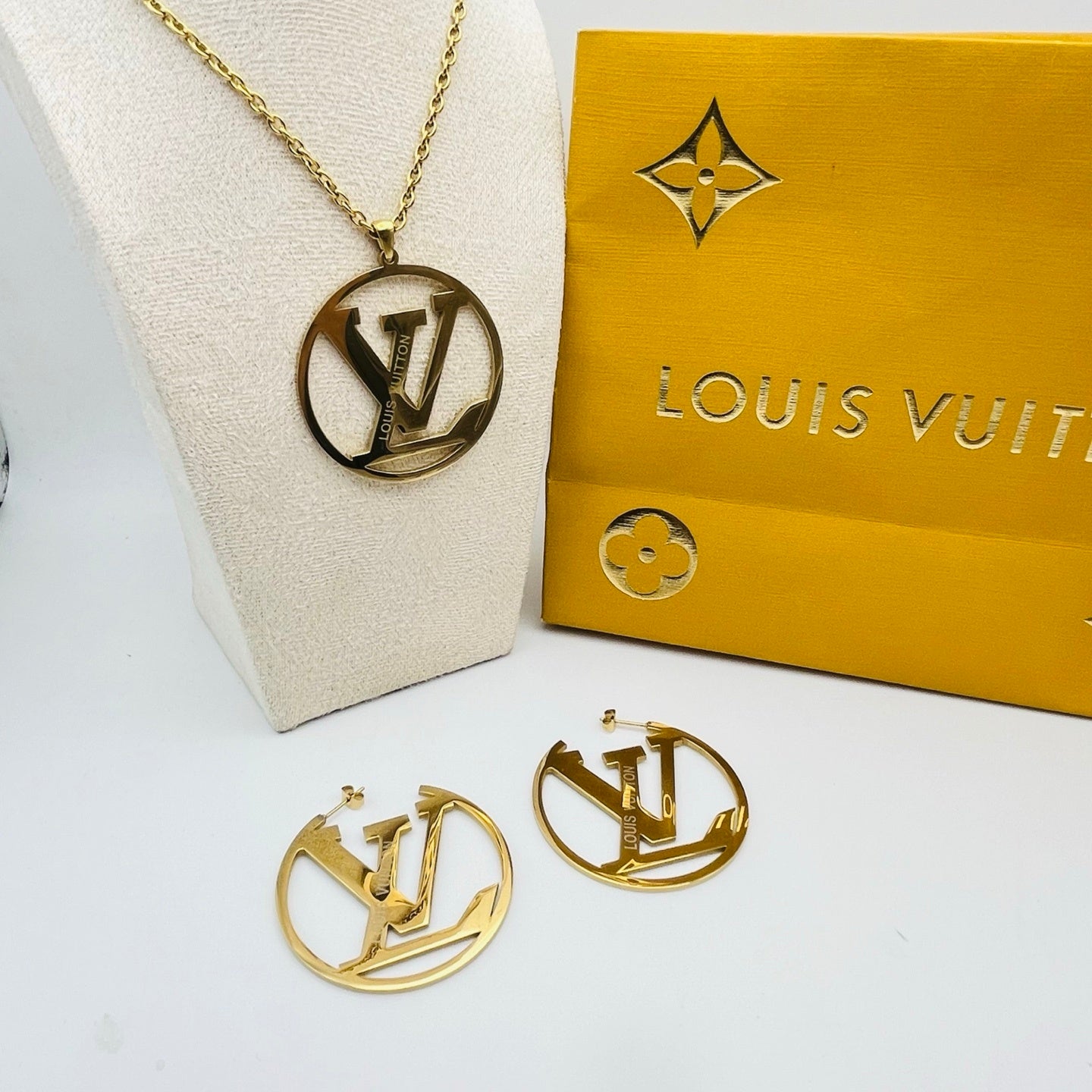Luxury Gold-Plated Monogram Jewelry Set (Multi-Color Finish Options)
