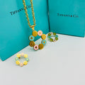 Elegant Silver Charm Necklace & Bracelet Set with Pastel Beads