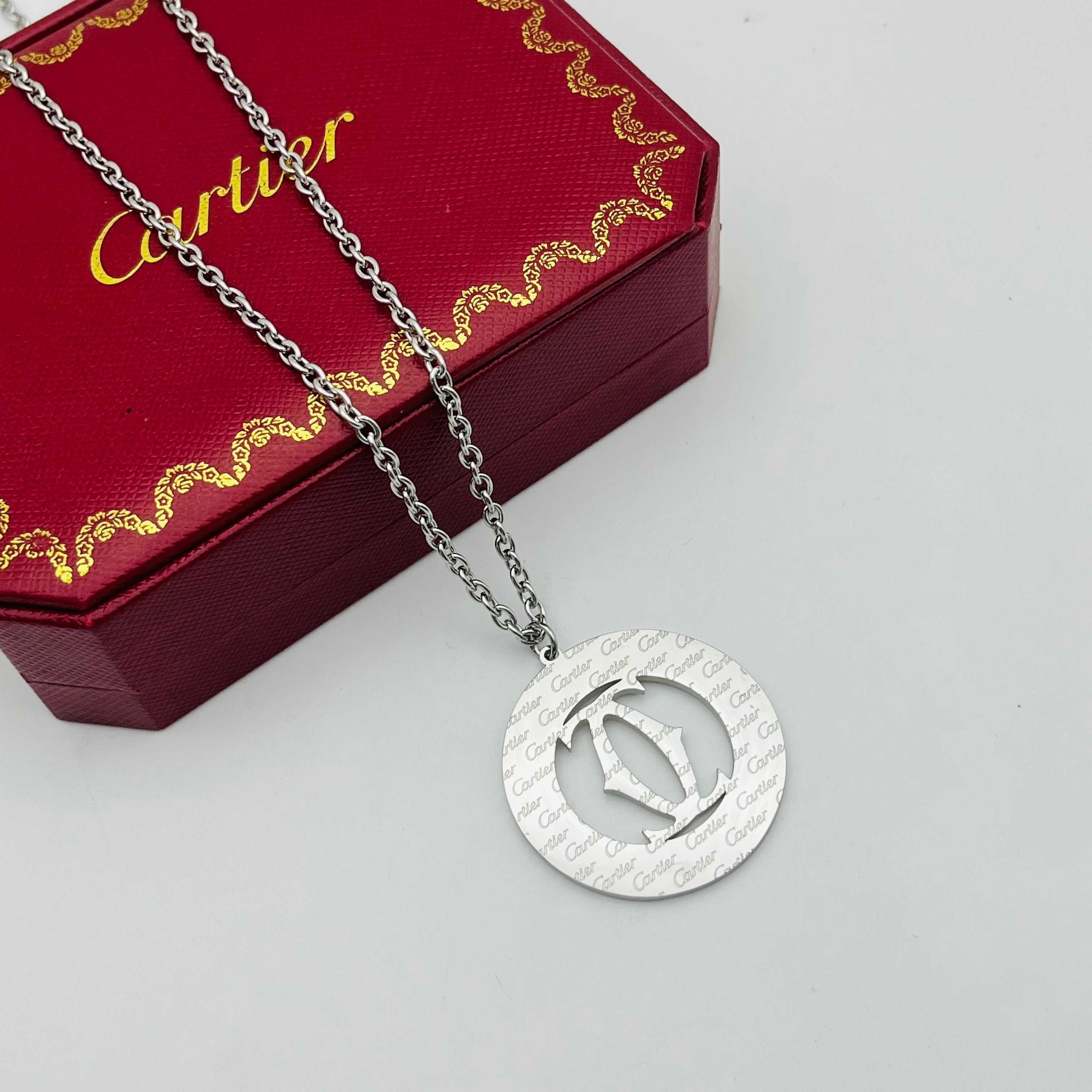 Classic Silver-Tone Monogram Pendant Necklace