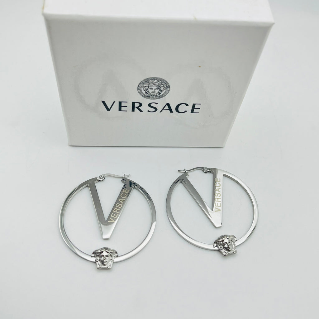 Luxury Gold Circle Drop with V Logo Design