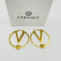 Luxury Gold Circle Drop with V Logo Design