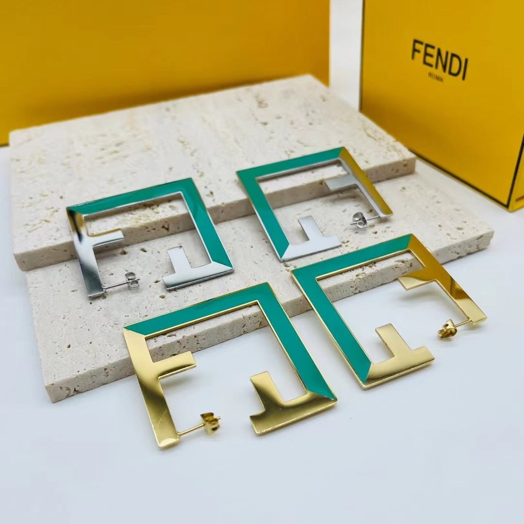 Trendy Geometric Statement Earrings (Multicolor Gold Finish)