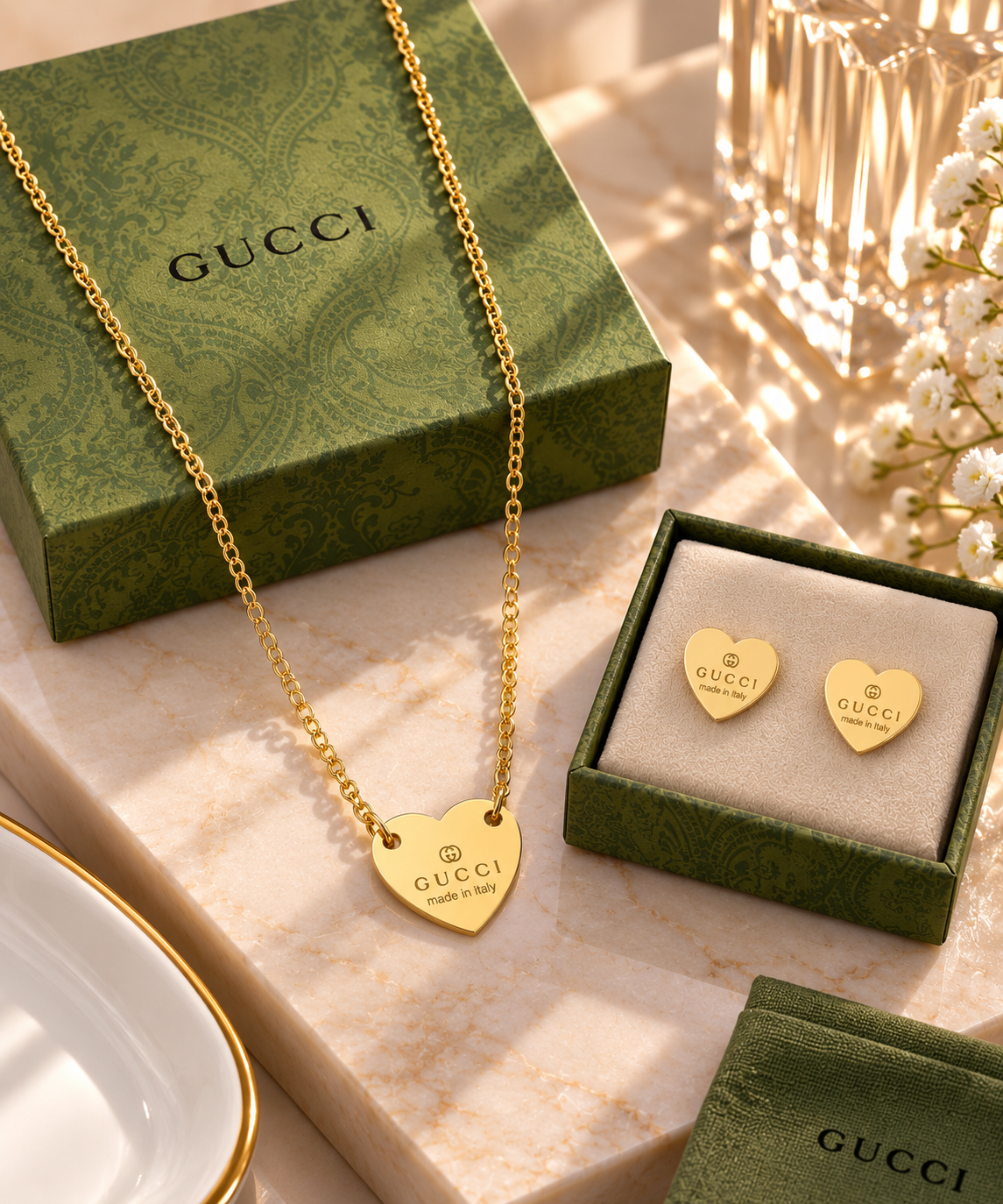 Premium Gold Love Wings Jewelry Set