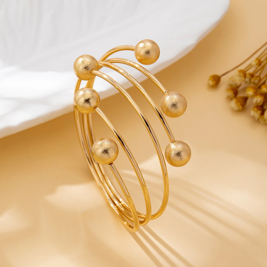 Women's Bracelet, Fashionable, Creative, Exquisite Round Ball, Multi-Layered Lines, Open Adjustable Bracelet, Suitable for Daily Wear