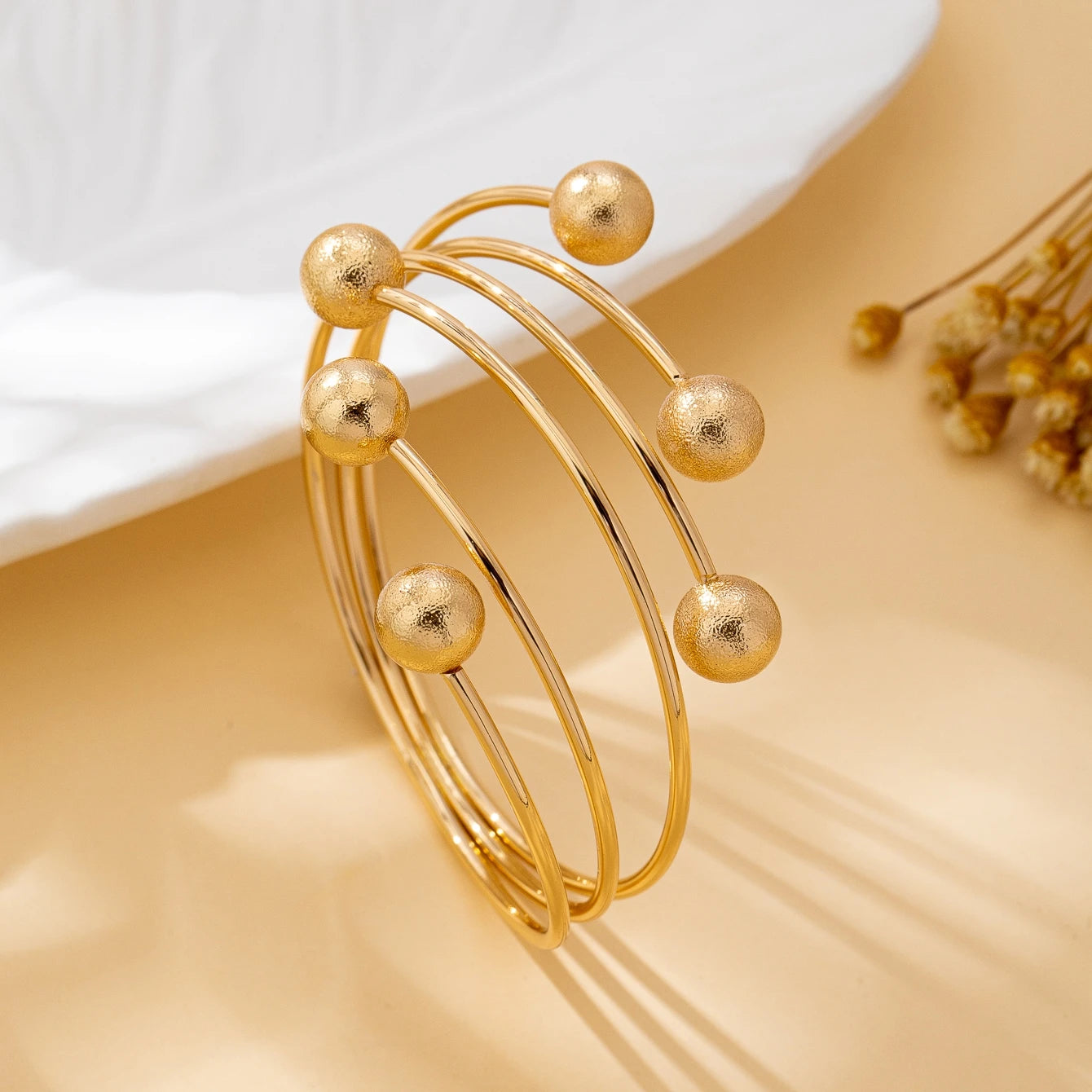 Women's Bracelet, Fashionable, Creative, Exquisite Round Ball, Multi-Layered Lines, Open Adjustable Bracelet, Suitable for Daily Wear