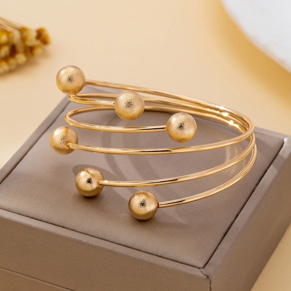Women's Bracelet, Fashionable, Creative, Exquisite Round Ball, Multi-Layered Lines, Open Adjustable Bracelet, Suitable for Daily Wear