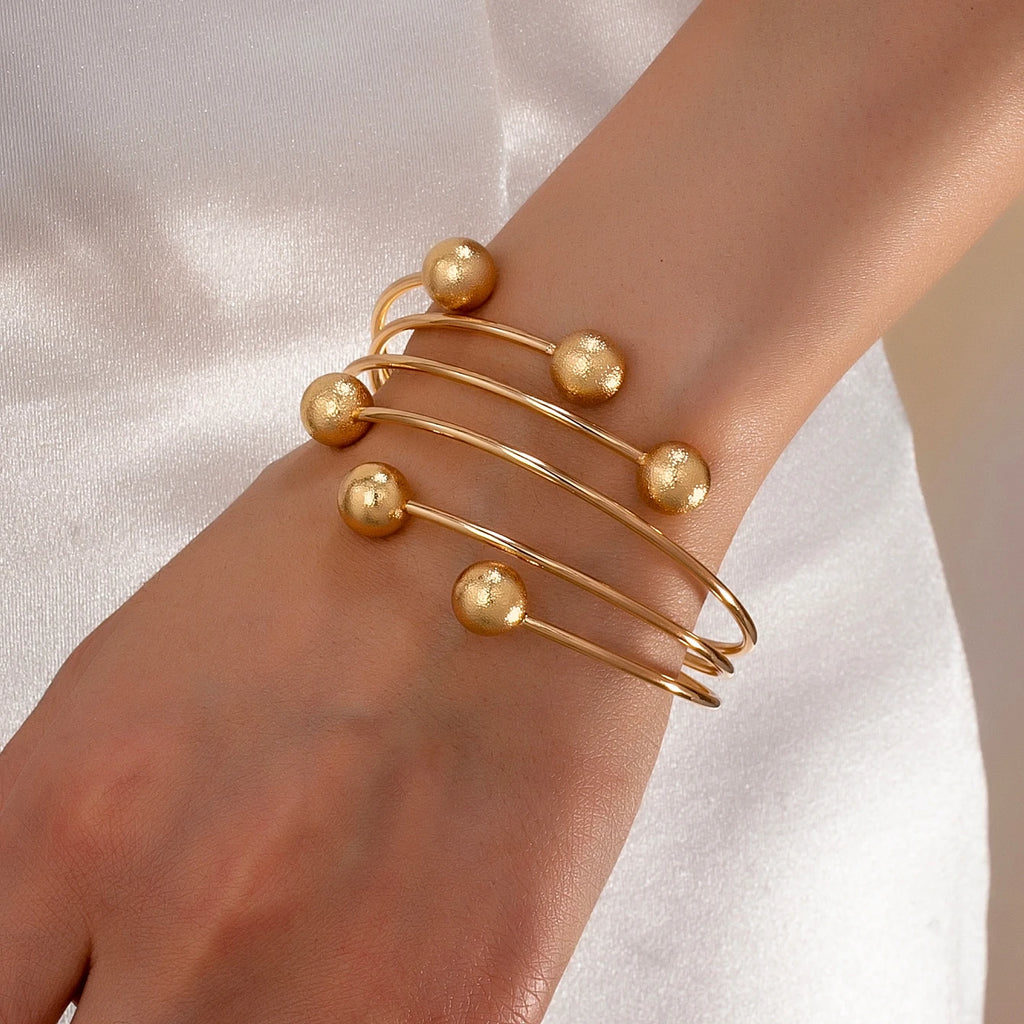 Women's Bracelet, Fashionable, Creative, Exquisite Round Ball, Multi-Layered Lines, Open Adjustable Bracelet, Suitable for Daily Wear
