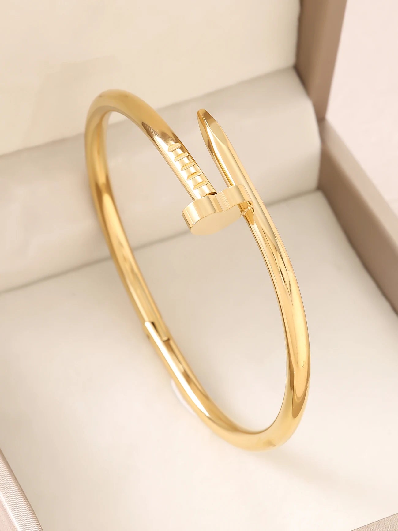 1pc 18K Gold Plated Stainless Steel Stackable Bracelet With Chain And