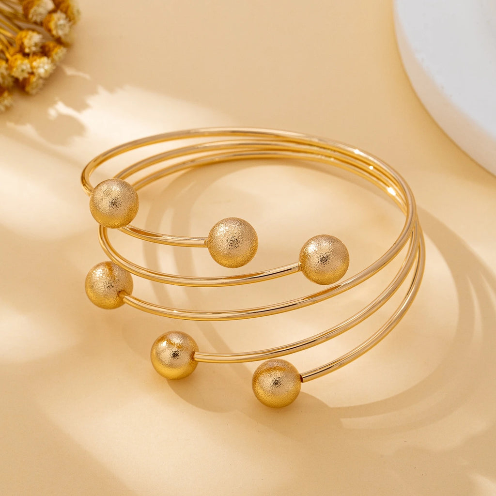 Women's Bracelet, Fashionable, Creative, Exquisite Round Ball, Multi-Layered Lines, Open Adjustable Bracelet, Suitable for Daily Wear