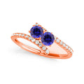 USA Studs R 14K Rose Gold Two Stone Rings, Si-