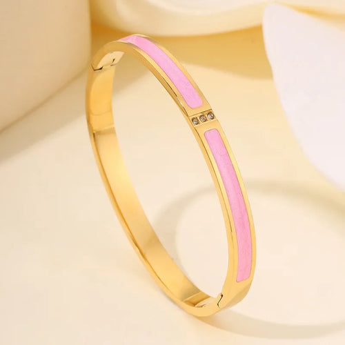 ZAKOL 5/1pcs Sparkling Zirconia Inlaid Stainless Steel Bracelet Set