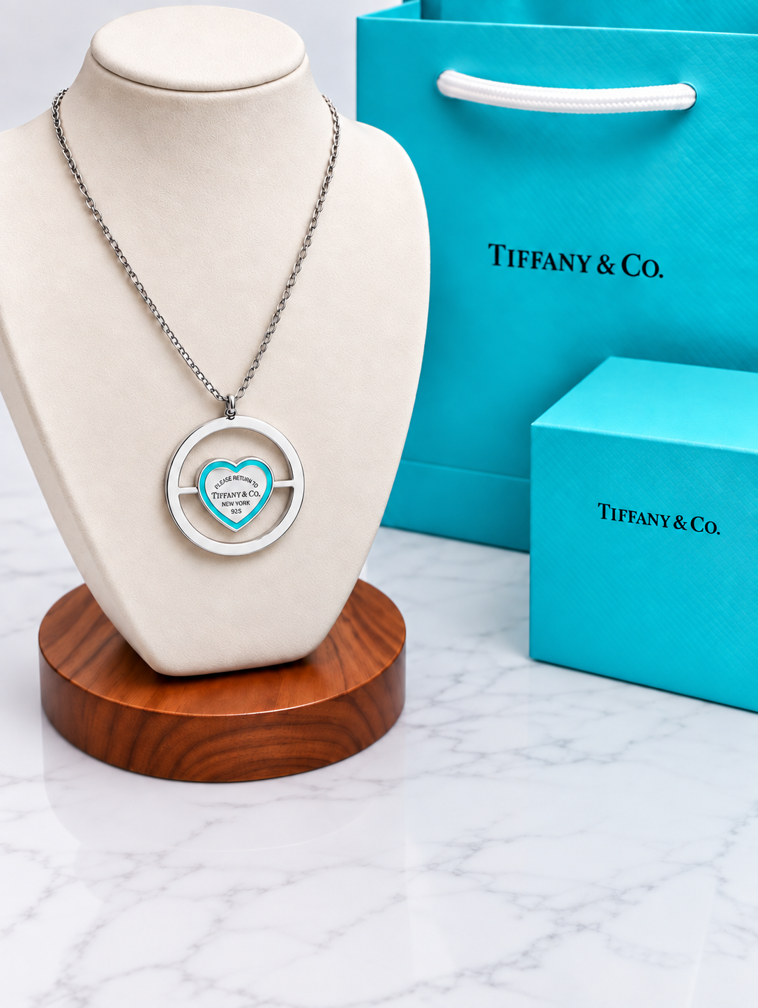 Sterling Silver Heart Circle Pendant Necklace with Enamel