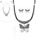 DESIGNER TEXTURED CORD NECKLACE AND EARRING SET - BUTTERFLY