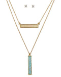 DOUBLE DRUZY BAR NECKLACE SET
