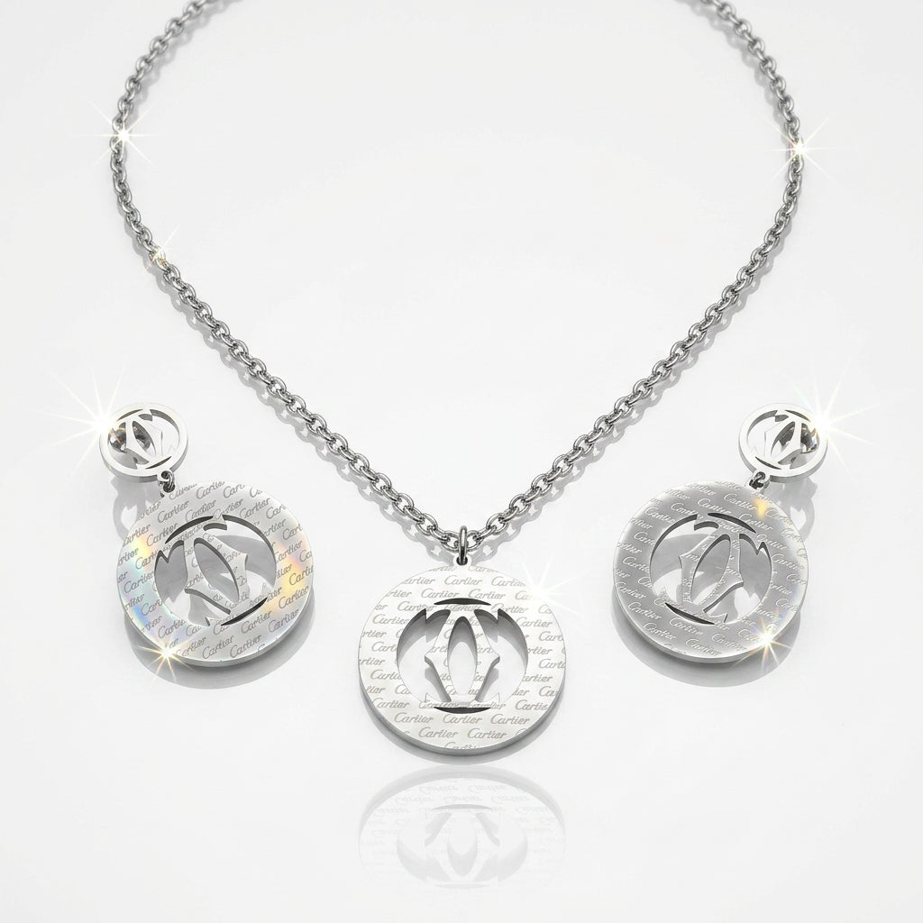 Elegant Silver Chain Jewelry Set with Heart Pendant (Multi-Color Options)